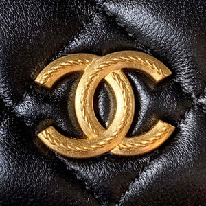 Chanel AP3385 Woc Flap Phone Holder With Chain Lambskin Black Gold - Default Title - View 3
