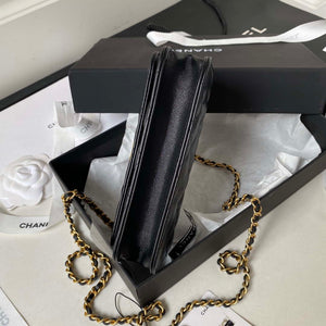 Chanel AP3385 Woc Flap Phone Holder With Chain Lambskin Black Gold - Default Title - View 5