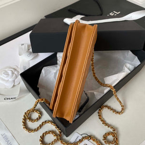 Chanel AP3385 Woc Flap Phone Holder With Chain Lambskin Caramel Gold - Default Title - View 6