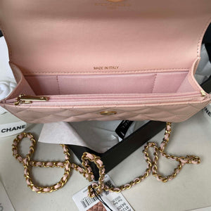 Chanel AP3385 Woc Flap Phone Holder With Chain Lambskin Pink Gold - Default Title - View 8