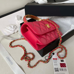 Chanel AP3385 Woc Flap Phone Holder With Chain Lambskin Red Gold - Default Title - View 5