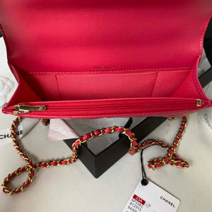 Chanel AP3385 Woc Flap Phone Holder With Chain Lambskin Red Gold - Default Title - View 6