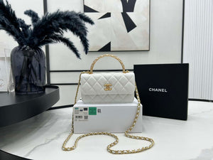 Chanel AP3385 Woc Flap Phone Holder With Chain Lambskin White Gold - Default Title - View 1