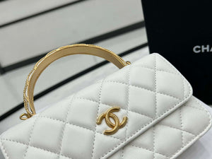 Chanel AP3385 Woc Flap Phone Holder With Chain Lambskin White Gold - Default Title - View 7
