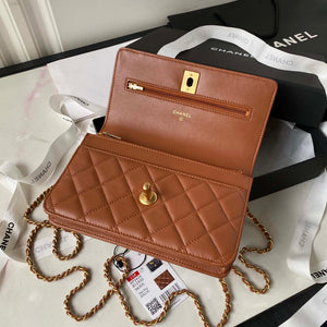 Chanel AP3424 Woc Mini Flap Bag Lambskin Caramel - Default Title - View 5
