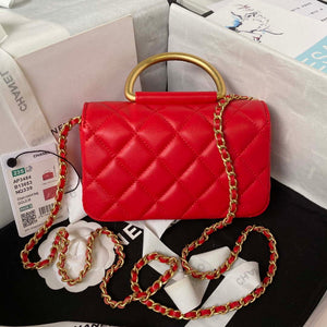 Chanel AP3484 CLUTCH WITH CHAIN Shiny Lambskin & Gold-Tone Metal Red - Default Title - View 2