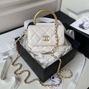 Chanel AP3485 Clutch With Chain Shiny Lambskin & Gold-Tone Metal White - Default Title - View 1