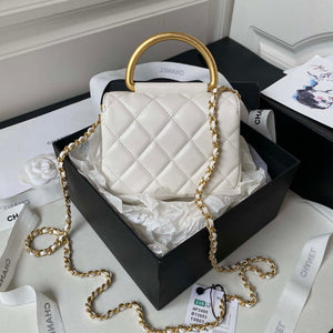 Chanel AP3485 Clutch With Chain Shiny Lambskin & Gold-Tone Metal White - Default Title - View 2