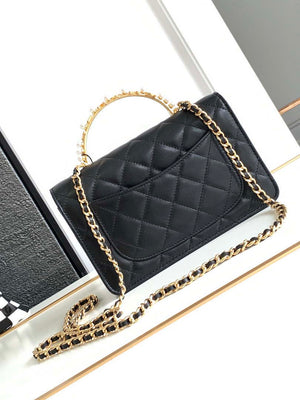 Chanel AP3504 Woc Wallet On Chain lambskin Imitation Pearls Strass & Gold Black - Default Title - View 3