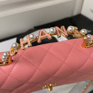 Chanel AP3504 Woc Wallet On Chain lambskin Imitation Pearls Strass & Gold Pink - Default Title - View 4