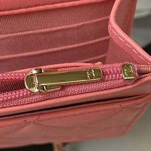 Chanel AP3504 Woc Wallet On Chain lambskin Imitation Pearls Strass & Gold Pink - Default Title - View 7