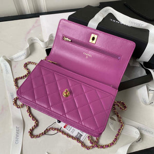 Chanel AP3504 Woc Wallet On Chain lambskin Imitation Pearls Strass & Gold Purple - Default Title - View 5