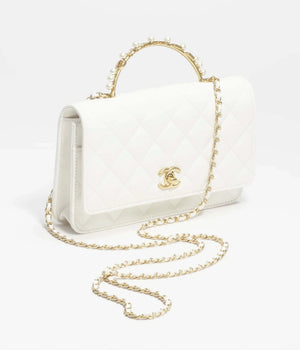 Chanel AP3504 Woc Wallet On Chain lambskin Imitation Pearls Strass & Gold white - Default Title - View 1