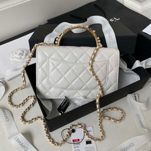 Chanel AP3504 Woc Wallet On Chain lambskin Imitation Pearls Strass & Gold white - Default Title - View 5
