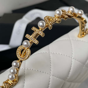 Chanel AP3504 Woc Wallet On Chain lambskin Imitation Pearls Strass & Gold white - Default Title - View 7