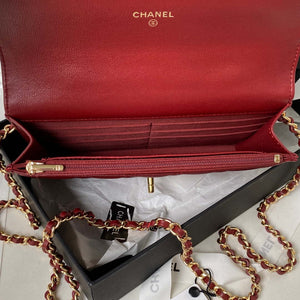 Chanel AP3504 Woc Wallet On Chain lambskin Imitation Pearls Strass & Gold Wine Red - Default Title - View 9