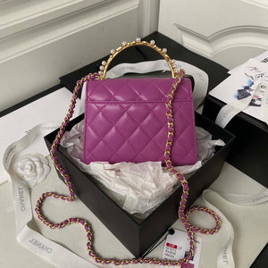 Chanel AP3513 Woc Clutch With Chain lambskin Imitation Pearls Enamel & Gold Purple - Default Title - View 2