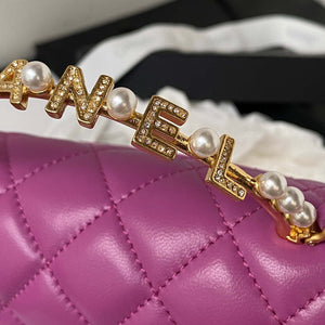 Chanel AP3513 Woc Clutch With Chain lambskin Imitation Pearls Enamel & Gold Purple - Default Title - View 5