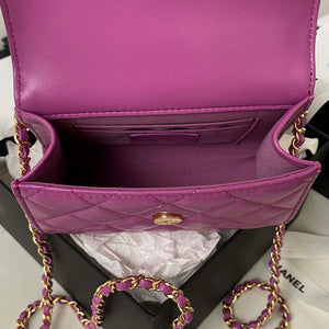 Chanel AP3513 Woc Clutch With Chain lambskin Imitation Pearls Enamel & Gold Purple - Default Title - View 8
