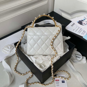 Chanel AP3513 Woc Clutch With Chain lambskin Imitation Pearls Enamel & Gold White - Default Title - View 2