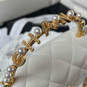 Chanel AP3513 Woc Clutch With Chain lambskin Imitation Pearls Enamel & Gold White - Default Title - View 4