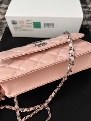 Chanel AP3566 Clutch with Chain Pink Shiny Crumpled Calfskin Strass & Ruthenium Finish Metal - Default Title - View 5