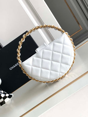 Chanel AP3583 Pouch Mixed Fibers 22cm Calfskin & Gold-Tone Metal White AP3584 - Default Title - View 2