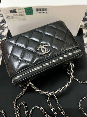 Chanel AP3593 Shiny Crumpled Calfskin Strass & Ruthenium-Finish Metal Black - Default Title - View 5