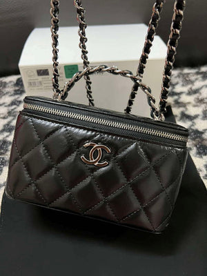 Chanel AP3593 Shiny Crumpled Calfskin Strass & Ruthenium-Finish Metal Black - Default Title - View 7