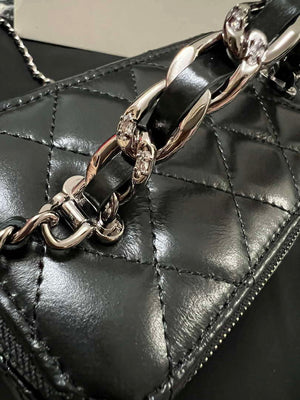 Chanel AP3593 Shiny Crumpled Calfskin Strass & Ruthenium-Finish Metal Black - Default Title - View 9