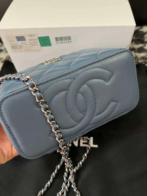 Chanel AP3593 Shiny Crumpled Calfskin Strass & Ruthenium-Finish Metal Blue - Default Title - View 2