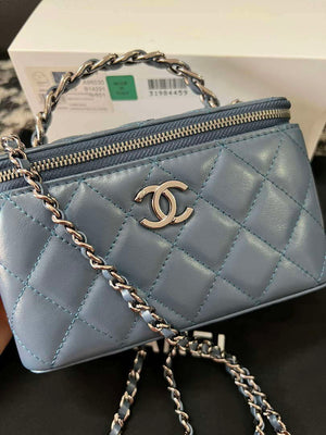 Chanel AP3593 Shiny Crumpled Calfskin Strass & Ruthenium-Finish Metal Blue - Default Title - View 5