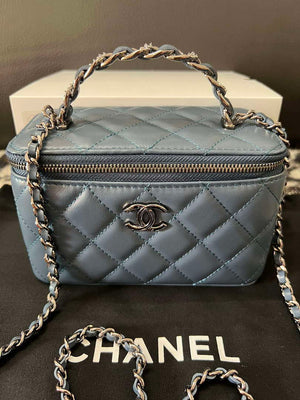 Chanel AP3593 Shiny Crumpled Calfskin Strass & Ruthenium-Finish Metal Blue - Default Title - View 6