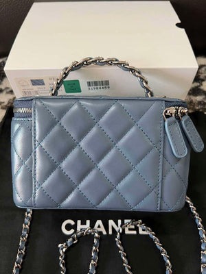 Chanel AP3593 Shiny Crumpled Calfskin Strass & Ruthenium-Finish Metal Blue - Default Title - View 9