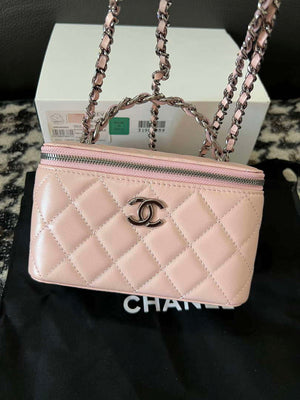 Chanel AP3593 Shiny Crumpled Calfskin Strass & Ruthenium-Finish Metal Pink - Default Title - View 7