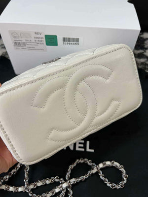 Chanel AP3593 Shiny Crumpled Calfskin Strass & Ruthenium-Finish Metal White - Default Title - View 4