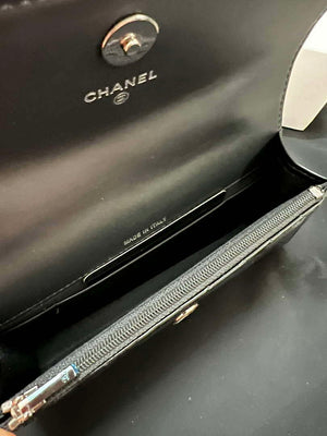 Chanel AP3566 Clutch with Chain Black Shiny Crumpled Calfskin Strass & Ruthenium Finish Metal - Default Title - View 8