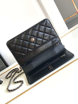 Chanel AP3645 Woc Wallet on Chain Black Shiny Crumpled Calfskin Strass & Ruthenium Finish Metal - Default Title - View 7
