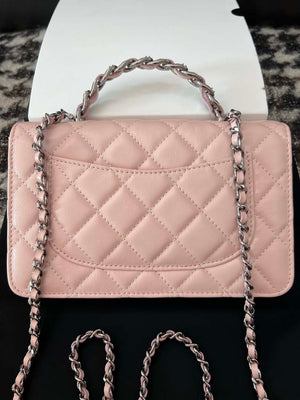 Chanel AP3645 Woc Wallet on Chain Pink Shiny Crumpled Calfskin Strass & Ruthenium Finish Metal - Default Title - View 4