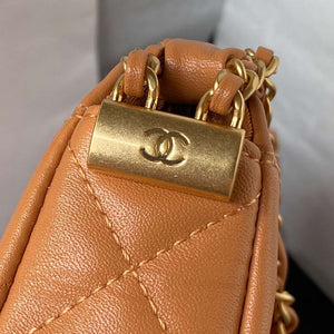 Chanel AP3647 23K Small Hobo Bag Lambskin Gold Metal Caramel - Default Title - View 5