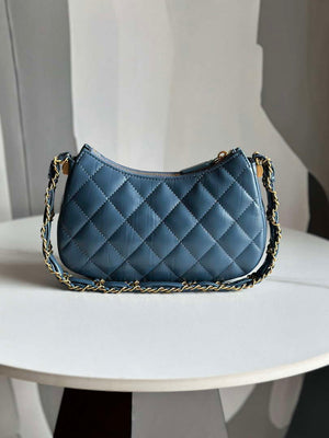Chanel AP3647 23K Small Hobo Bag Lambskin Gold Metal Navy Blue - Default Title - View 2