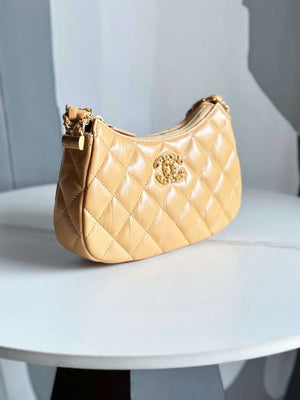 Chanel AP3647 23K Small Hobo Bag Lambskin Gold Metal Tan - Default Title - View 3