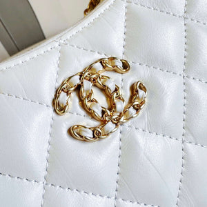 Chanel AP3647 23K Small Hobo Bag Lambskin Gold Metal White - Default Title - View 8