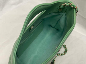 Chanel AP3656 Small Shopping Bag Shiny Lambskin & Gold-Tone Metal Green - Default Title - View 8