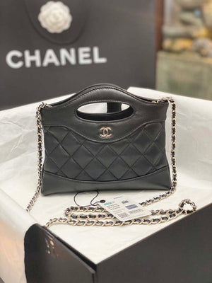Chanel AP3656 Small Shopping Bag Shiny Lambskin & Gold-Tone Metal Black - Default Title - View 1