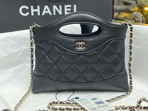 Chanel AP3656 Small Shopping Bag Shiny Lambskin & Gold-Tone Metal Black - Default Title - View 2