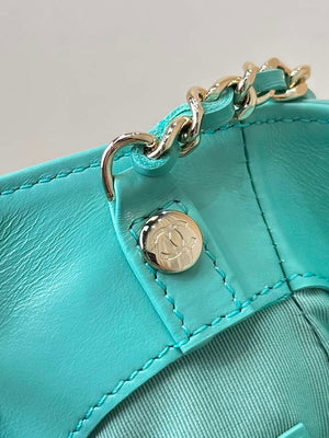 Chanel AP3656 Small Shopping Bag Shiny Lambskin & Gold-Tone Metal Lake Blue - Default Title - View 6