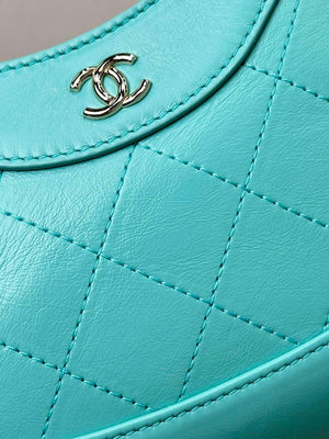 Chanel AP3656 Small Shopping Bag Shiny Lambskin & Gold-Tone Metal Lake Blue - Default Title - View 14