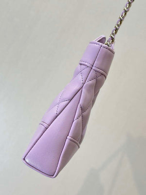 Chanel AP3656 Small Shopping Bag Shiny Lambskin & Gold-Tone Metal Light Purple - Default Title - View 3