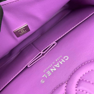 Chanel A01112 Flap Classic 11.12 Handbag Grained Calfskin & Silver-Tone Metal Orchid - Default Title - View 9